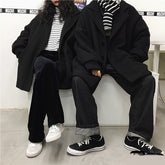 Black Solid Thicken Loose Coat Jacket